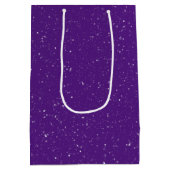 雪の上の紫のクリスマスバード ミディアムペーパーバッグ (裏面)