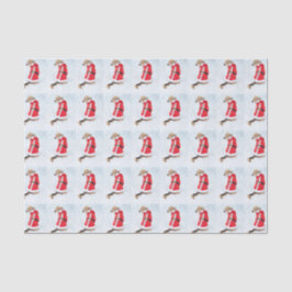 雪の上の赤いサンタスーツを着たかわいい犬 クリスマス 薄葉紙