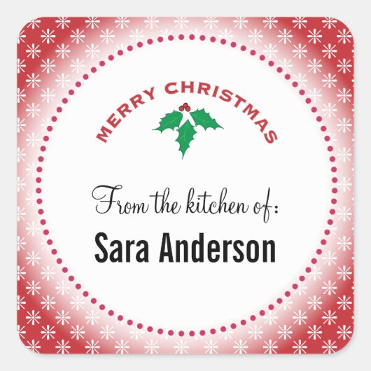 雪の上の赤、クリスマスベーキング スクエアシール (正面)