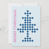 雪の上の青いクリスマスツリーのクリスマスパーティー 招待状 (正面)