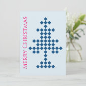 雪の上の青いクリスマスツリーのクリスマスパーティー 招待状 (スタンド正面)