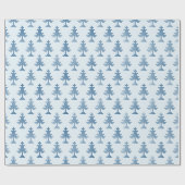 雪の上の青いクリスマスツリー ラッピングペーパー (フラット)