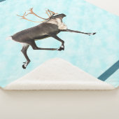 雪の上の青いトナカイ シェルパブランケット (3/4)