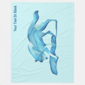 雪の上の青い狼 フリースブランケット (正面)