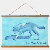 雪の上の青い狼 吊り下げ型タペストリー (正面)