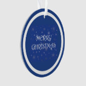 雪の上の青のメリークリスマス オーナメント (正面)