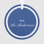 雪の上の青のメリークリスマス オーナメント (裏面)