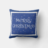 雪の上の青のメリークリスマス クッション (裏面)
