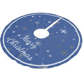 雪の上の青のメリークリスマス ブラッシュドポリエステルツリースカート (アングル)