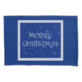 雪の上の青のメリークリスマス 枕カバー (正面左)