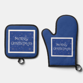 雪の上の青のメリークリスマス 鍋つかみ&鍋敷きセット