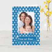 雪の上の青、フォトホリデーから私たちの家 カード (黄色い花)