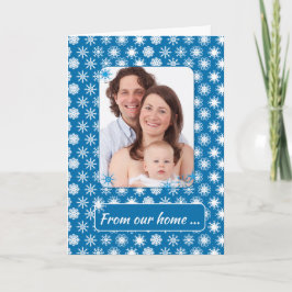 雪の上の青、フォトホリデーから私たちの家 カード