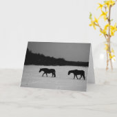 雪の上の馬 カード (黄色い花)