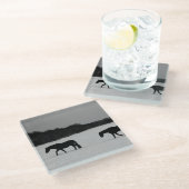 雪の上の馬 ガラスコースター (アングル)