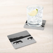 雪の上の馬 スクエアペーパーコースター (インサイチュ)