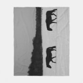 雪の上の馬 フリースブランケット (正面)