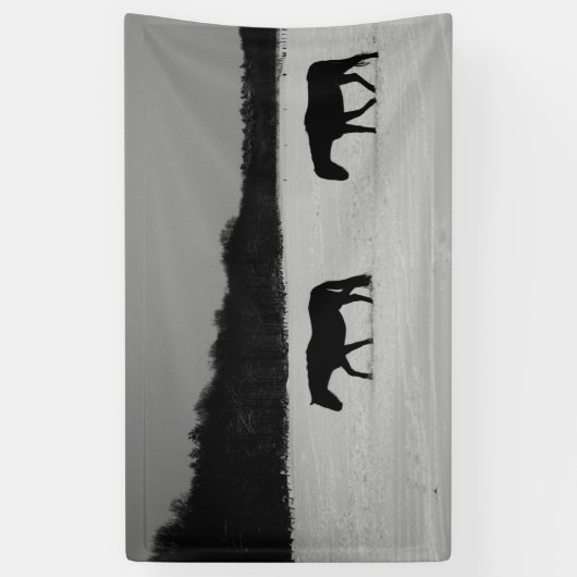 雪の上の馬bnrcna 横断幕 (縦)