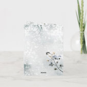 雪の上の鳥の木の上に果実と陽気なクリスマス シーズンカード (裏面)