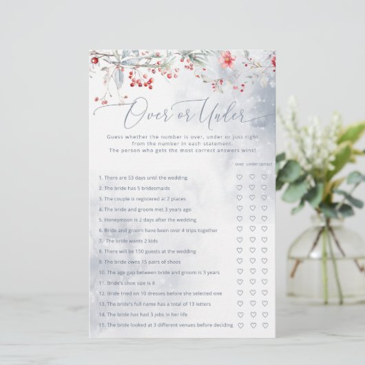 雪の上または下のブライダルシャワーゲーム (スタンド正面)