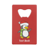 雪の上を歩くクリスマス ペンギン クレジットカード栓抜き (裏面)