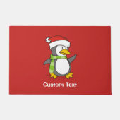 雪の上を歩くクリスマス ペンギン ドアマット (正面)