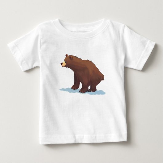 雪の上を歩くヒグマ ベビーTシャツ (正面)