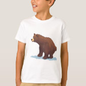 雪の上を歩くヒグマ Tシャツ (正面)
