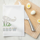 雪の上を歩く キッチンタオル (四つ折り)