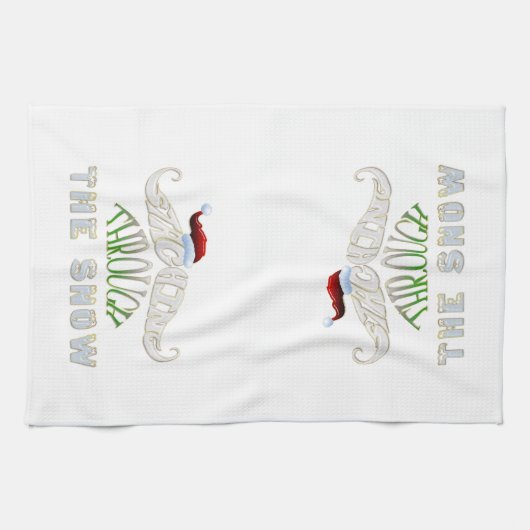 雪の上を歩く キッチンタオル (横)