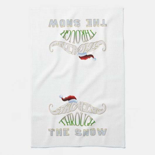 雪の上を歩く キッチンタオル (縦)