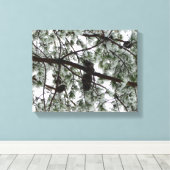 雪の下で松の木の冬の写真 キャンバスプリント (インサイチュ (ウッドフロア))