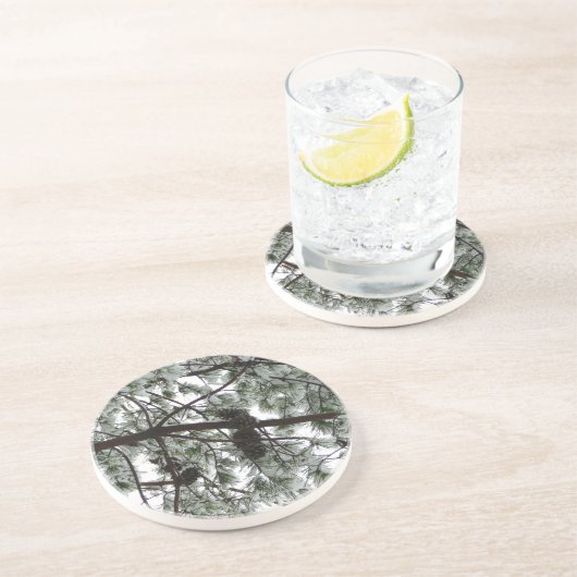 雪の下で松の木の冬の写真 コースター (側面)