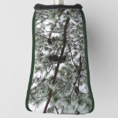 雪の下で松の木の冬の写真 ゴルフヘッドカバー (回転90)