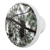 雪の下で松の木の冬の写真 セラミックノブ (右)