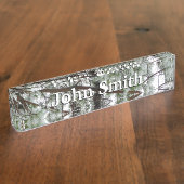 雪の下で松の木の冬の写真 デスクネームプレート (側面)