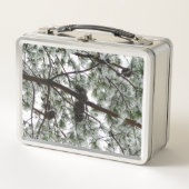 雪の下で松の木の冬の写真 メタルランチボックス (正面)