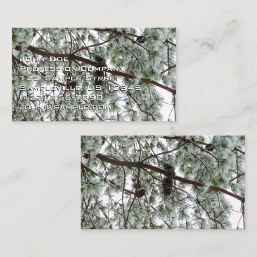 雪の下で松の木の冬の写真 名刺 (正面/裏面)