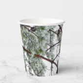 雪の下で松の木の冬の写真 紙コップ (裏面)