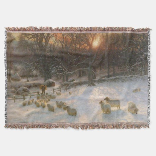 雪の下のクリスマスの枝の重荷 スローブランケット (正面)