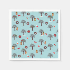 雪の下のクリスマスデコレーションと木 スタンダードカクテルナプキン