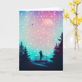 雪の下のシンプルなロマンチックカップルのホリデーカード カード