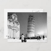 雪の下の斜塔(B&W) ポストカード (正面/裏面)