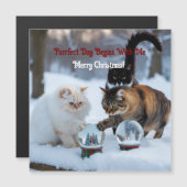 雪の世界と猫 オーダーメイド マグネットカード (正面/裏面)