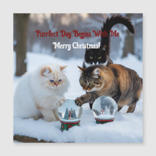 雪の世界と猫 オーダーメイド マグネットカード