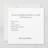 雪の世界と雪だるま、松の木のスノーグローブ | 名前やメッセージを入れてオリジナルに 招待状 (裏面)