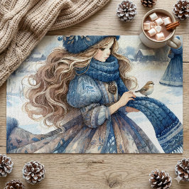 雪の世界に佇むウィンターファンタジーのプリンセス ジグソーパズル