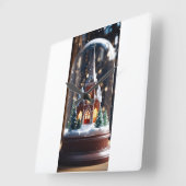 「雪の世界に魅了された冬の教会」 スクエア壁時計 (傾斜)