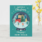 雪の世界のクリスマス カード (黄色い花)