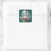 雪の世界不思議ランドのサンタのスレイライド スクエアシール (バッグ)